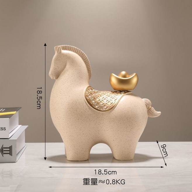 馬上有錢 招財擺件 輕奢客廳玄關裝飾品, 招財馬 低頭款【斑點色】