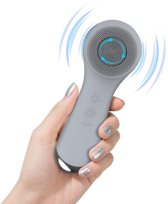 [SKP] 진동 클렌저 스마트 기억 폼 세안기/ 진동 실리콘 회전 브러시 2in1/ 전동 세안기/ 피지제거 모공 클렌져/ 얼굴클렌징 피부 관리기, 그레이