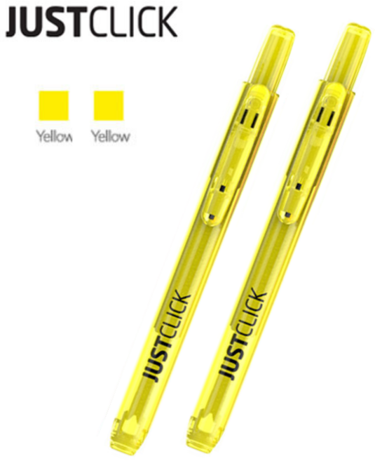 모리스 저스트클릭 형광펜S 노크식 형광펜, 1개, 노랑+노랑