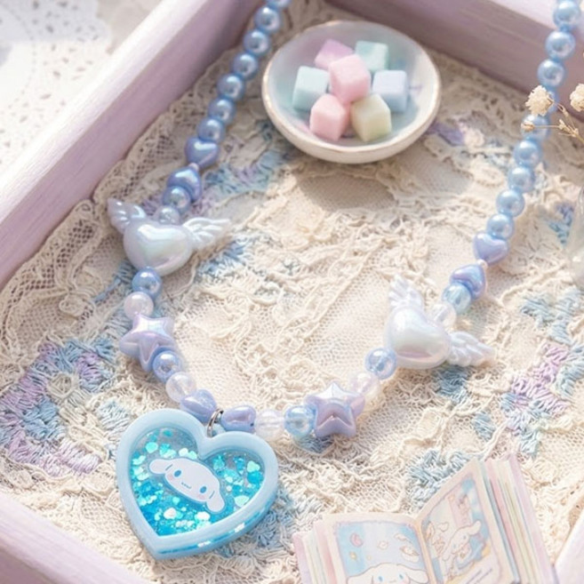 산리오 스팽글 하트 쉐이커 비즈 목걸이 시나모롤 아동용 유아 키즈 생일 선물