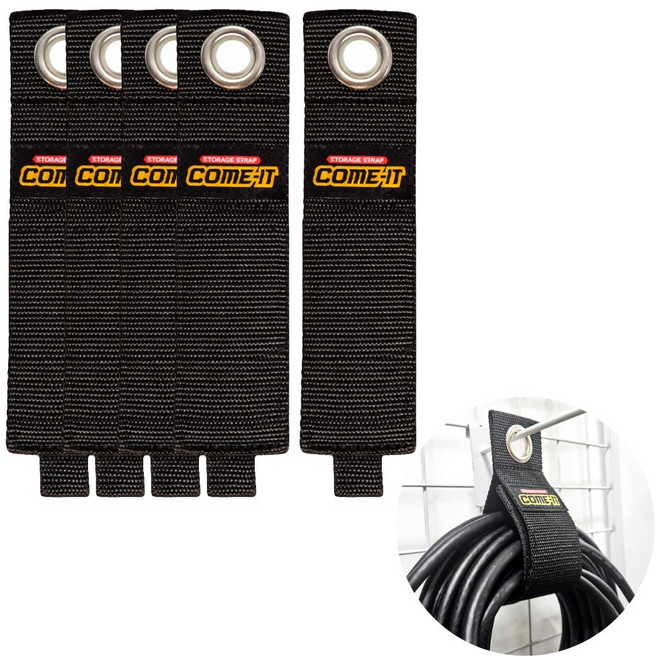 전기선정리 컴퓨터 케이블정리 전선정리 벨크로 찍찍이 헤비 스트랩, 블랙, 5개