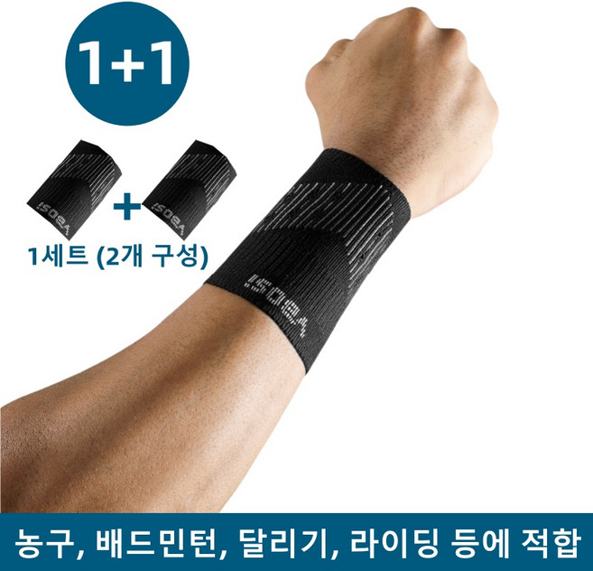 니트 통기 손목 보호대 2개, 블랙, 1세트