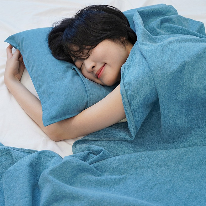 국산 코튼샤워 냉감 이불 통기성 좋은 20수 순면 쿨링 파도 결의 피그먼트 여름 이불, 틸그린x2