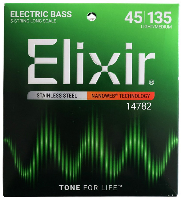 엘릭서 스테인레스 스틸 라이트 미디엄 베이스 스트링 5현, 1개, 14782