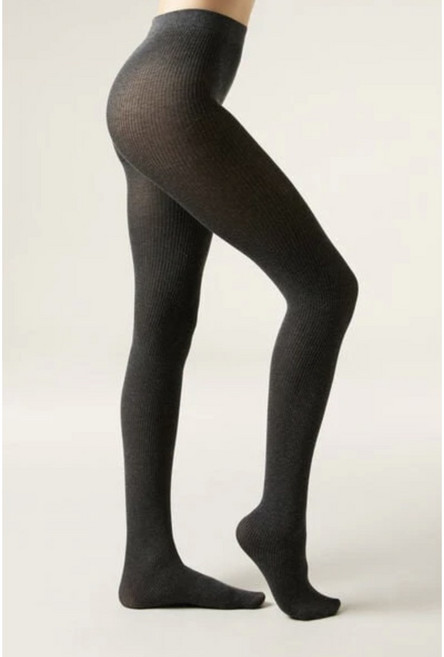 Calzedonia 羅紋莫代爾混Cashmere喀什米爾羊絨羊毛柔軟保暖褲襪 深灰