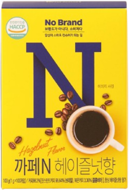 노브랜드 까페N 헤이즐넛향 1g 100입 1개, 노브랜드 까페N헤이즐넛향1g100입, 100개입