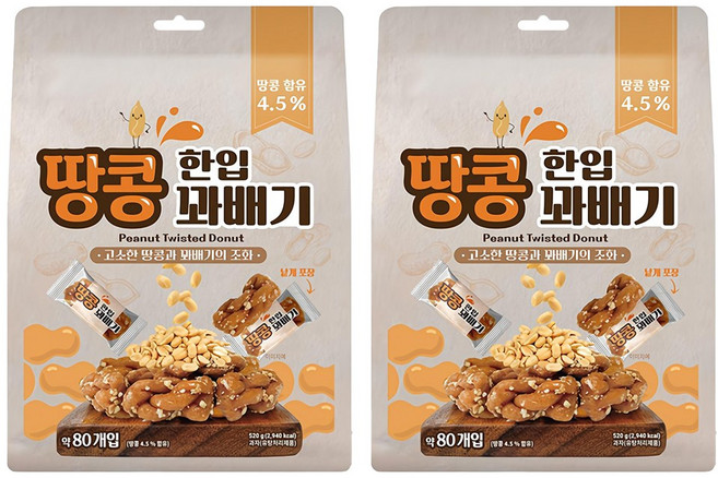 한입 땅콩 꽈배기, 520g, 2개