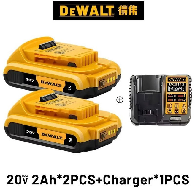 DeWALT 100% 오리지널 배터리 20V/60V 9000mAh MAX FlexVolt for DCB606 DCB205 DCB206 DCB209 DCB182 전동 공구 항공 운송, [27] 2AH X2 charger X1