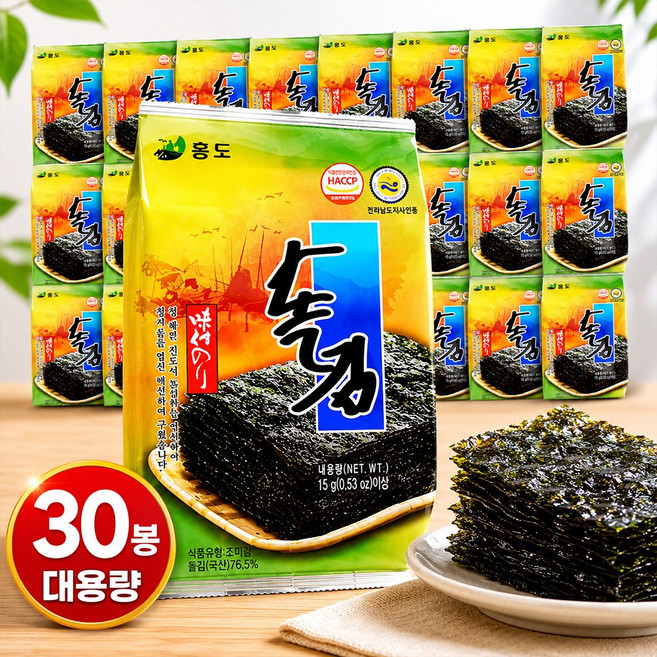 홍도식품 돌김 명절 설 선물세트 구이김, 15g, 30개