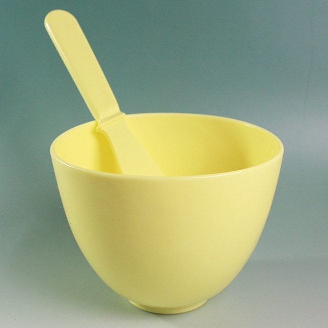 파스텔 옐로우 믹싱볼 실리콘 (주걱 포함), 석고 믹싱 실리콘볼 + 일자형스파츌라 세트 / 믹싱볼