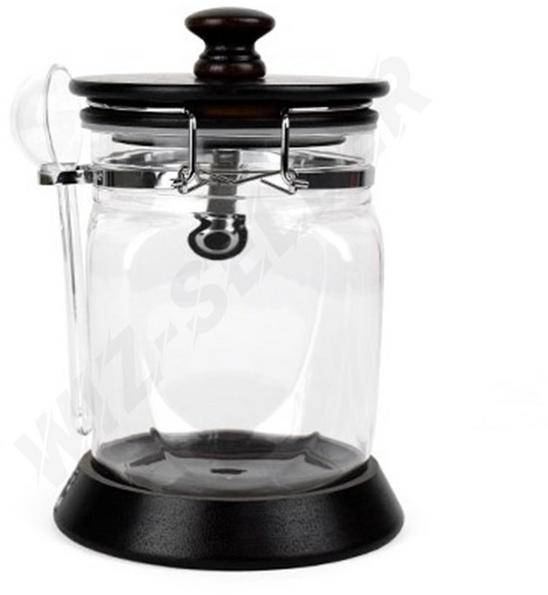 스푼포함 원형 아크릴 밀폐용기 원두커피 잡곡 보관통 가루커피보관통 소금통