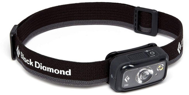 BLACK DIAMOND Spot 400-R 충전식 헤드램프 | 400루멘 조도 조절 가능 마이크로 USB 충전 방수 및 컴팩트 캠핑 하이킹 달리기 그래파이트, 400 (AAA Powered), 흑연.