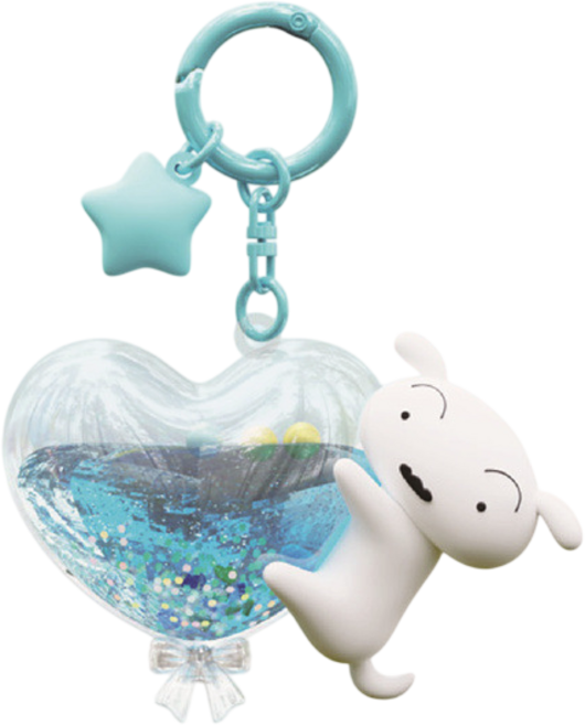 짱구는 못말려 하트워터볼 키링 열쇠고리, 흰둥이, 1개