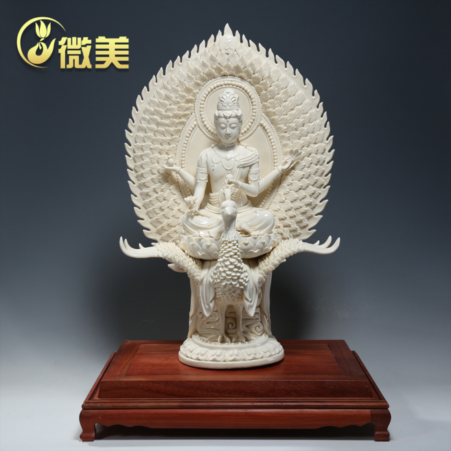 德化陶瓷 孔雀大明王光明佛母神像 供奉擺件, 20吋孔雀明王