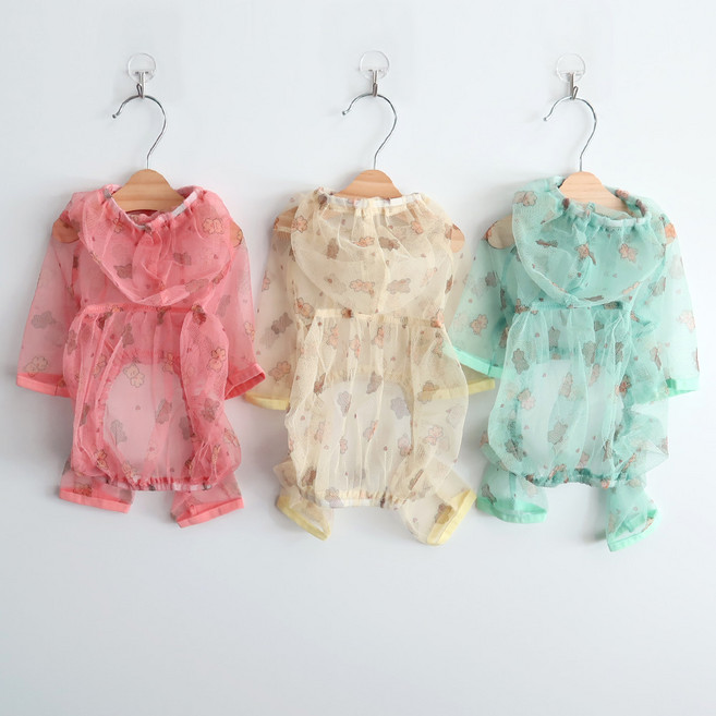 뽀미블리 강아지 해충방지옷 망사 올인원, 1개, 핑크