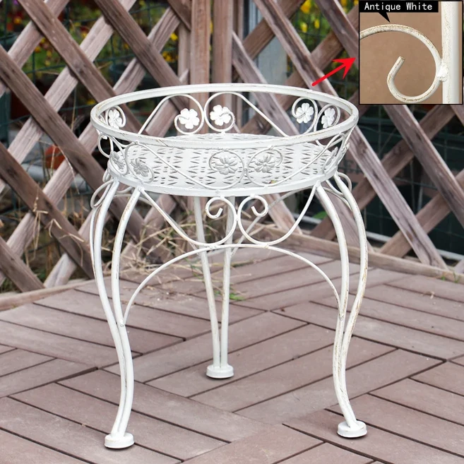 4단 금속 플랜트 장식 디자인을 위한 절약 실내 다육식물 바닥 화분 스탠드 스탠딩 실외 공간, 02 vintage white, 1개
