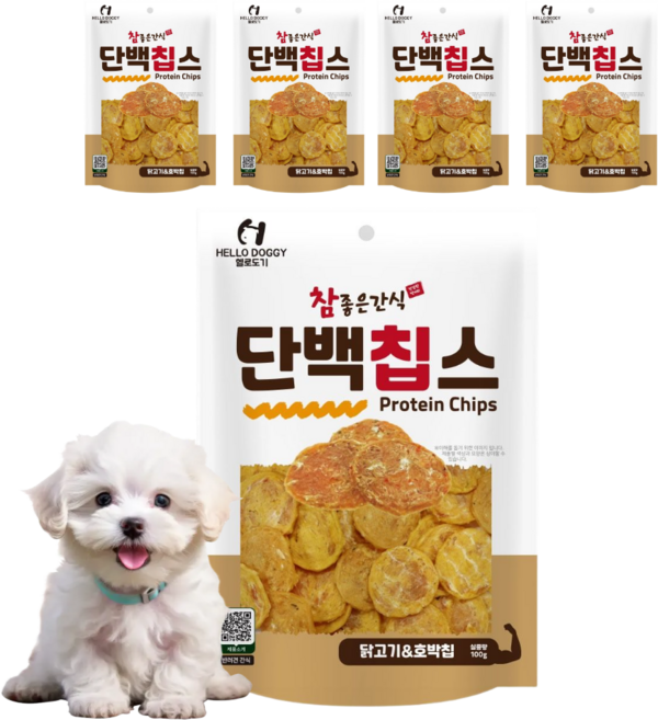 참좋은간식 단백칩스 강아지 바삭간식, 5개, 100g, 혼합맛(닭고기/호박)
