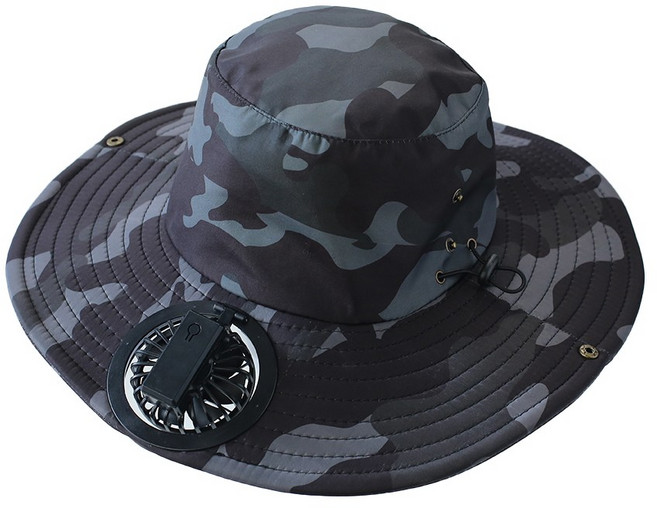 USB 선풍기 모자 여름 썬캡 쿨링, 검정국방색