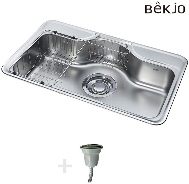 백조 CFDS850 코팅 0.6T 씽크볼 악세사리 교체, 기본배수구, D형바구니&수세미망, 자가 설치, 1개