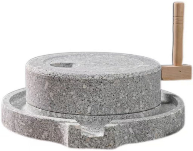 옛날 전통 맷돌 두부 콩갈기 콩비지 옛날과자 만들기 분쇄기 전통맷돌, 상판 직경 20cm 하판 30cm