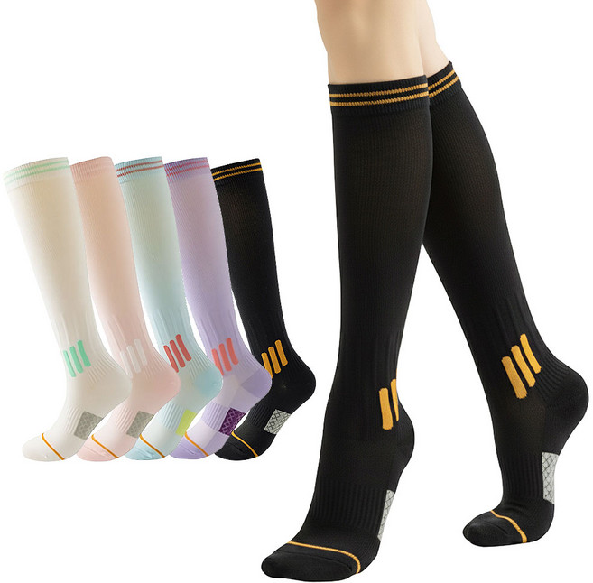 여성 압박 러닝 니삭스, 블랙, 1개