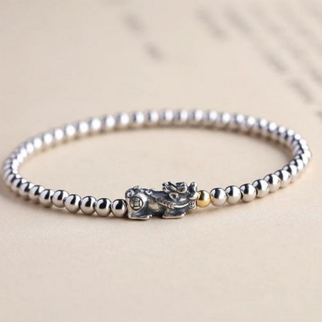 여성 행운 재물복 금전운 엽전 비휴 실버볼 팔찌 A1674