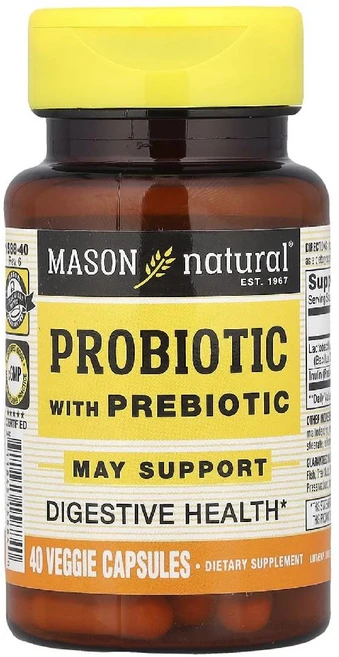 메이슨내추럴 프로바이오틱 Probiotic with Prebiotic 베지캡슐 40정, Mason 메이슨 내추럴 프리바이오틱 함유 프로바이오틱, 1개 - 쿠팡