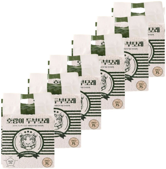호랑이 두부모래 7L, 6개, 편백나무
