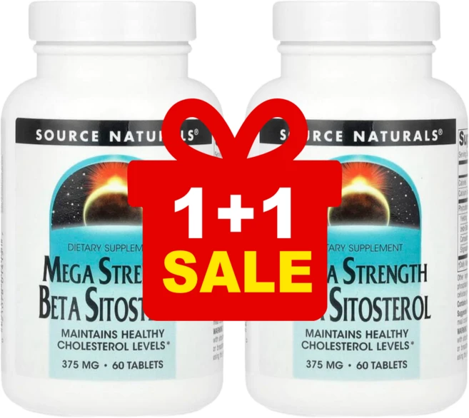 [1+1] 소스 내추럴스 메가 스트렝스 식물성 베타 시토스테롤375mg 60정 / 해외직구 미국정품, 2개 - 쿠팡