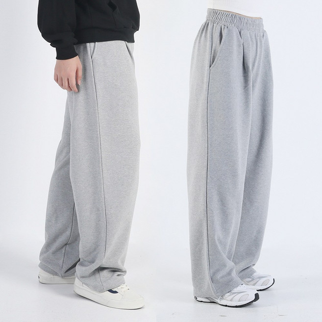 아우라큐 원턱 와이드팬츠 기모 쭈리 와이드 트레이닝팬츠 빅사이즈 남여공용