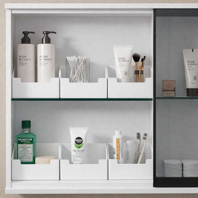 루미노라 욕실 선반 정리함, 3개, 화이트