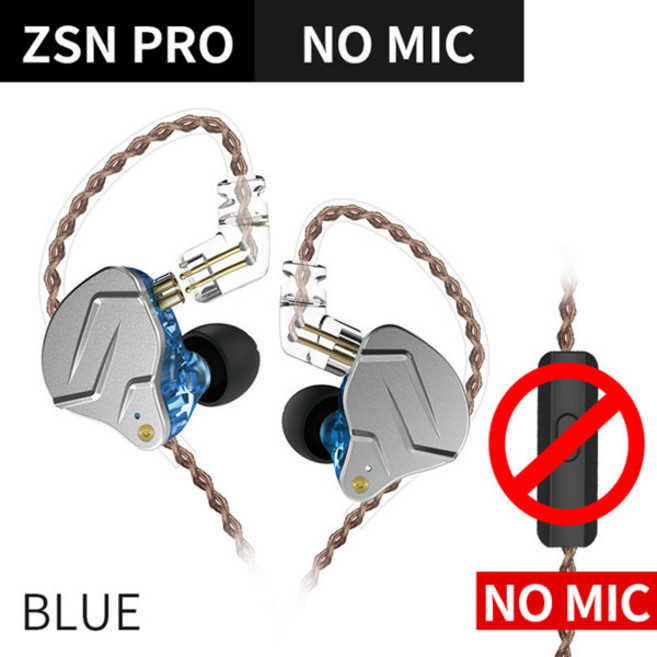 KZ ZSN Pro 이어폰 하이브리드 기술 1BA 1DD HIFI 베이스 메탈 이어버드 스포츠 소음 차단 헤드셋 모니터, [09] ZSN Pro Blue No Mic