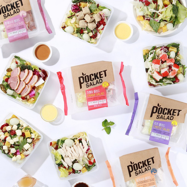 [포켓샐러드] 데일리 샐러드 6일 패키지 (크래미2+치즈2+훈제오리2), 243g, 6개