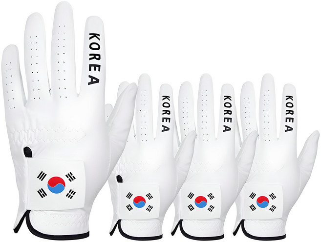 국가대표 태극기 골프장갑 최고급퀄리 세탁가능 터치가능 방수기능 남성 4p, 화이트, 4개