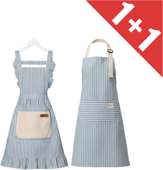 멜로우위시 예쁜 주방 여성 원피스 앞치마, 1개, 블루+블루