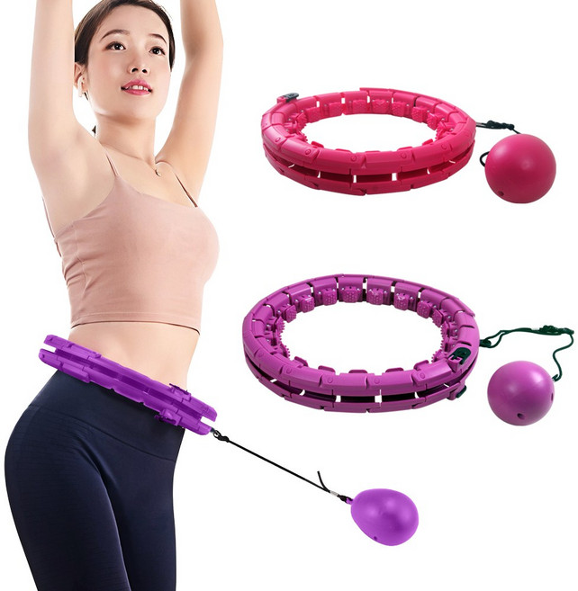 슬림핏 후프 떨어지지않는 자동회전 스마트 훌라후프 지압 다이어트 홈트레이닝, 슬림핏후프 24구 퍼플, 1개