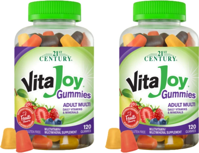 21세기센트리 비타 조이 어덜트 멀티비타민 멀티미네랄 프루트 블루베리 페어 스트로베리 구미, 120정, 2개 - 쿠팡