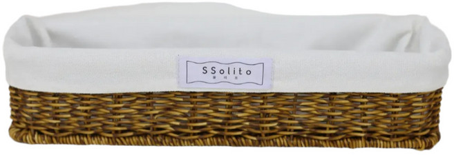 쏠리또 내츄럴 PP 오픈형 라탄바구니+코튼안감세트 사각바구니 수건 수납함 보관함, 짙은색(옵션13+화이트안감), 1세트