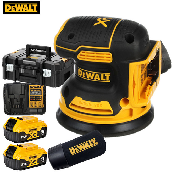 디월트 충전 원형샌더 무선 샌딩기 샌더기 DCW210P2 20V 5.0Ah 배터리2개, 1