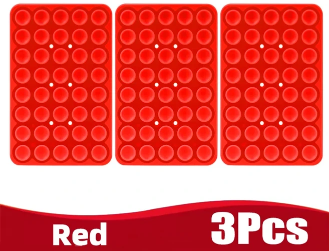 호환 실리콘 흡착식 휴대폰 핸드폰 홀더 다기능 고정 미끄럼 방지 모바일 거치대 양면 탈부착 가능 폰 고무, 04 Red 3Pcs