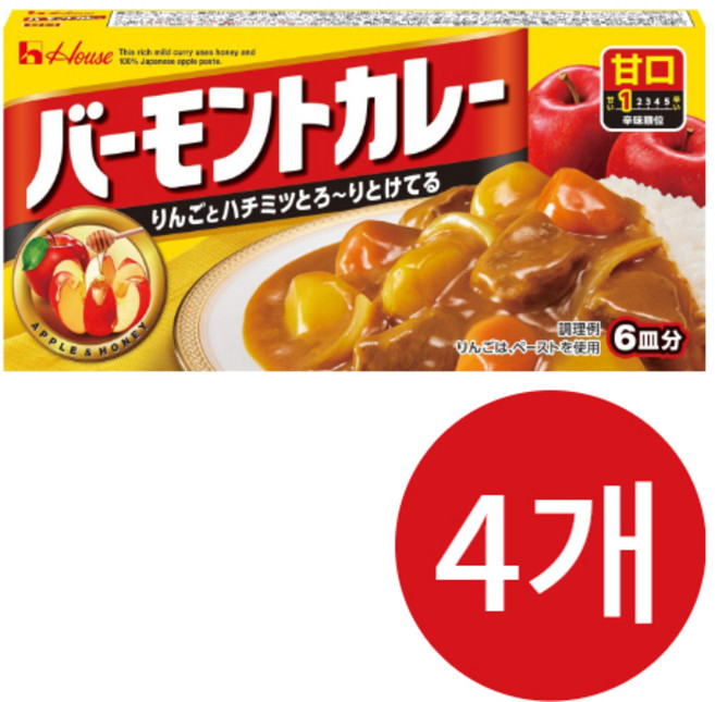 하우스푸드 바몬드 카레 순한맛, 4개, 115g