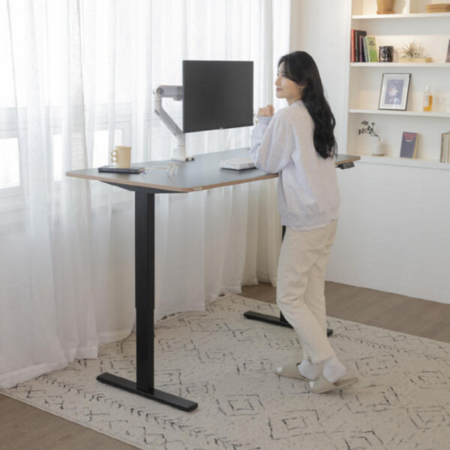 아트박스/카멜마운트 핏쳐 E1 PLUS 전동식 모션 데스크 커스터마이징 1200, 1200mm, 블랙, 오크