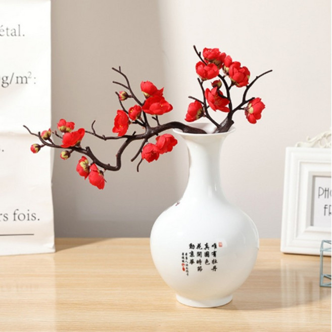 매화 조화 꽃 가지 인테리어 인조 분재 나무 1p, 1개, 레드