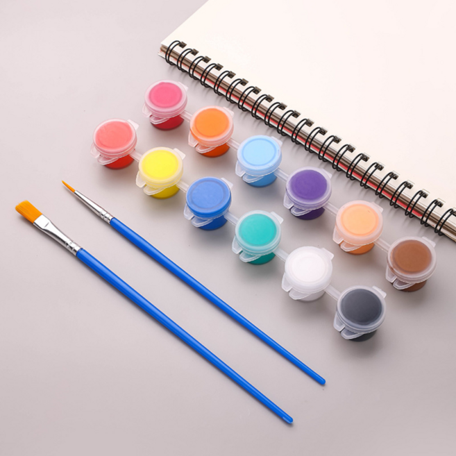 미니 아크릴물감 12색 올인원 키트, 12색키트x10ea