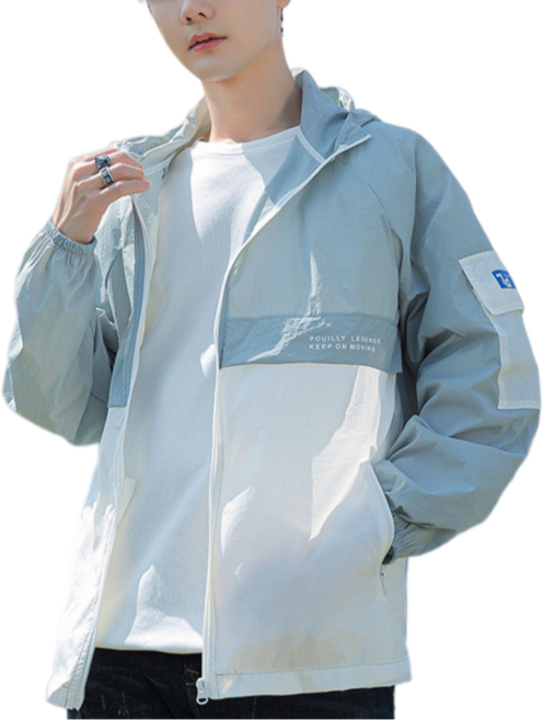 Makone 남성 바람막이 후드 자켓 아이스 실크 통기성 좋은 아우터 경량 캐주얼 데일리 점퍼