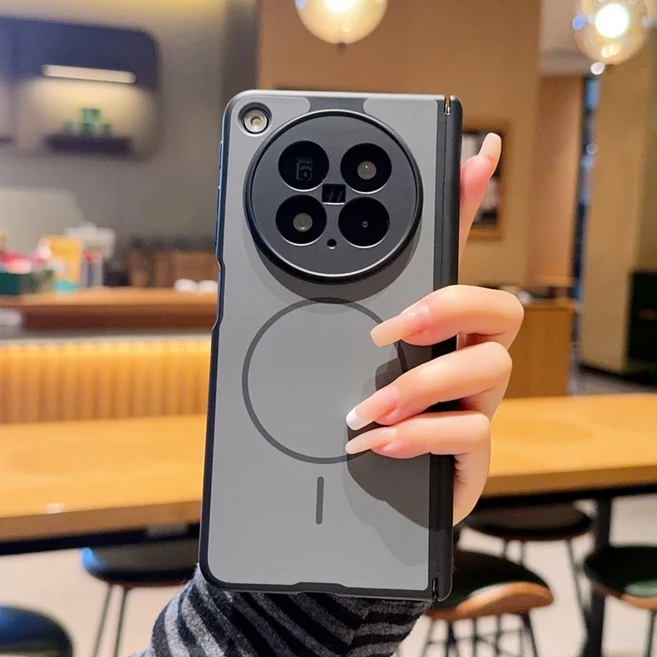 OPPO 파인드 N6 무광 질감 파인링 마그네틱 폴더블 충격 방지 산화 폰 케이스, 01 OPPO 파인드 N6, 03 Black