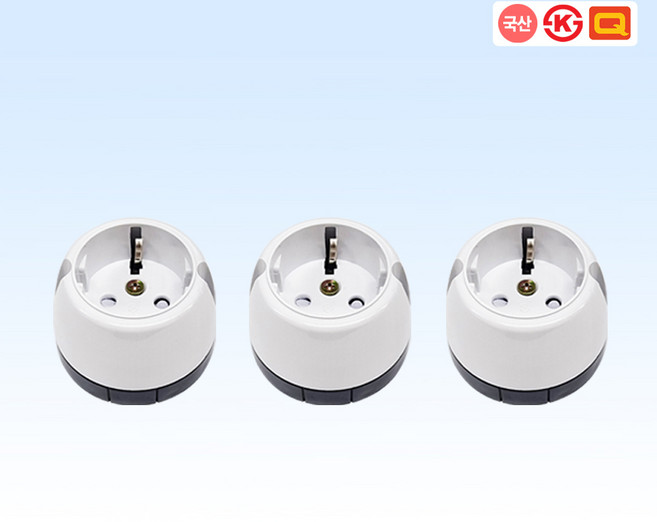 현대 접지 노출 1구 콘센트 나사타입 화이트, 3개