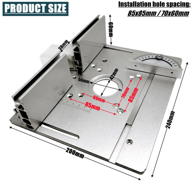 알루미늄 라우터 테이블 미터 벤치 조각 트리머 목공 다기능 삽입 플레이트 기계, Set A