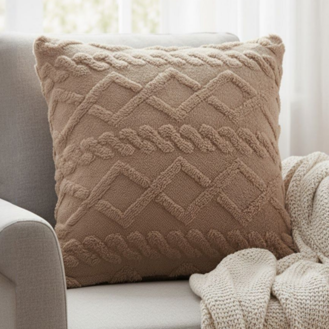 서플라이랩 퍼지무드 니트 인테리어 쇼파쿠션 국산솜 포함, 옵션3. 카키브라운