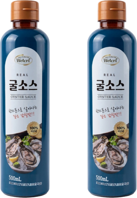 웰크리 리얼 국내산 굴소스 진한 굴풍미 볶음요리 중식 감칠맛 소스 OYSTER SAUCE, 2개, 500ml